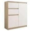 HUCOCO LISBON - Commode Contemporaine Chambre/salon/bureau - 98x80x40cm - Rangement 2 Tiroirs + 2 Portes - Buffet Style Moderne - Beige