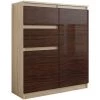 HUCOCO LISBON S2 - Commode Contemporaine Chambre/salon/bureau - 98x80x40cm - Rangement 2 Tiroirs/2 Portes - Buffet Style Moderne - Beige