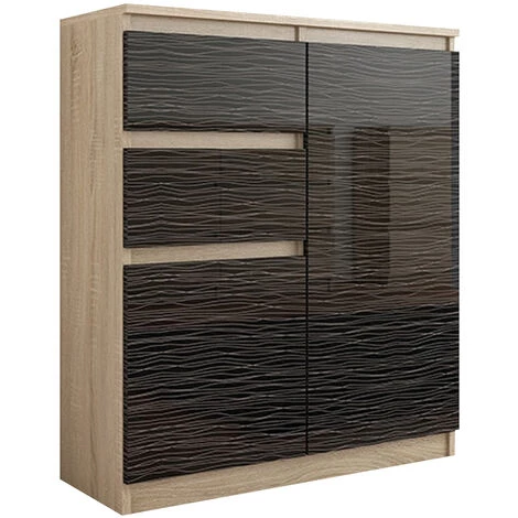 HUCOCO LISBON S2 - Commode Contemporaine Chambre/salon/bureau - 98x80x40cm - Rangement 2 Tiroirs/2 Portes - Buffet Style Moderne - Beige 1 HUCOCO LISBON S2 - Commode Contemporaine Chambre/salon/bureau - 98x80x40cm - Rangement 2 Tiroirs/2 Portes - Buffet Style Moderne - Beige