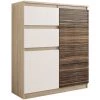 HUCOCO LISBON S3 - Commode Contemporaine Chambre/salon/bureau - 98x80x40cm - Rangement 2 Tiroirs/2 Portes - Buffet Style Moderne - Beige