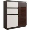 HUCOCO LISBON 1W - Commode Contemporaine Chambre/salon/bureau - 98x80x40cm - Rangement 2 Tiroirs/2 Portes - Buffet Style Moderne - Marron