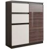 HUCOCO LISBON 1W - Commode Contemporaine Chambre/salon/bureau - 98x80x40cm - Rangement 2 Tiroirs/2 Portes - Buffet Style Moderne - Marron