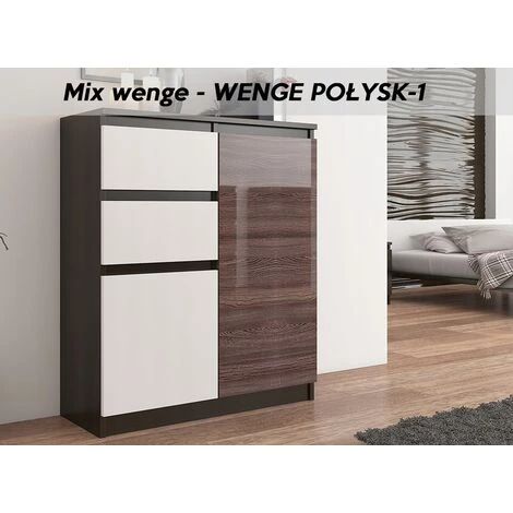 HUCOCO LISBON 1W - Commode Contemporaine Chambre/salon/bureau - 98x80x40cm - Rangement 2 Tiroirs/2 Portes - Buffet Style Moderne - Marron 2 HUCOCO LISBON 1W - Commode Contemporaine Chambre/salon/bureau - 98x80x40cm - Rangement 2 Tiroirs/2 Portes - Buffet Style Moderne - Marron – Image 2