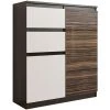 HUCOCO LISBON 1W - Commode Contemporaine Chambre/salon/bureau - 98x80x40cm - Rangement 2 Tiroirs/2 Portes - Buffet Style Moderne - Marron