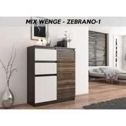 HUCOCO LISBON 1W - Commode Contemporaine Chambre/salon/bureau - 98x80x40cm - Rangement 2 Tiroirs/2 Portes - Buffet Style Moderne - Marron -Buffet et enfilade Soldes 15954524 2