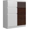 HUCOCO LISBON W1 - Commode Contemporaine Chambre/salon/bureau - 98x80x40cm - Rangement 2 Tiroirs/2 Portes - Buffet Style Moderne - Blanc