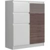 HUCOCO LISBON W1 - Commode Contemporaine Chambre/salon/bureau - 98x80x40cm - Rangement 2 Tiroirs/2 Portes - Buffet Style Moderne - Blanc