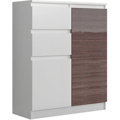 HUCOCO LISBON W1 - Commode Contemporaine Chambre/salon/bureau - 98x80x40cm - Rangement 2 Tiroirs/2 Portes - Buffet Style Moderne - Blanc 1 HUCOCO LISBON W1 - Commode Contemporaine Chambre/salon/bureau - 98x80x40cm - Rangement 2 Tiroirs/2 Portes - Buffet Style Moderne - Blanc