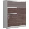 HUCOCO LISBON 2W - Commode Contemporaine Chambre/salon/bureau - 98x80x40cm - Rangement 2 Tiroirs/2 Portes - Buffet Style Moderne - Blanc