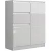 HUCOCO LISBON 2W - Commode Contemporaine Chambre/salon/bureau - 98x80x40cm - Rangement 2 Tiroirs/2 Portes - Buffet Style Moderne - Blanc