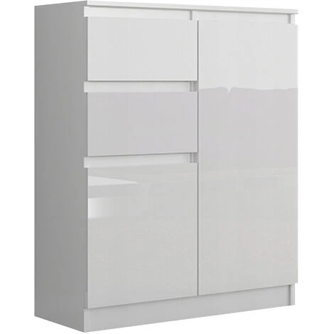 HUCOCO LISBON 2W - Commode Contemporaine Chambre/salon/bureau - 98x80x40cm - Rangement 2 Tiroirs/2 Portes - Buffet Style Moderne - Blanc 1 HUCOCO LISBON 2W - Commode Contemporaine Chambre/salon/bureau - 98x80x40cm - Rangement 2 Tiroirs/2 Portes - Buffet Style Moderne - Blanc