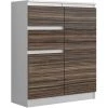 HUCOCO LISBON 2W - Commode Contemporaine Chambre/salon/bureau - 98x80x40cm - Rangement 2 Tiroirs/2 Portes - Buffet Style Moderne - Blanc