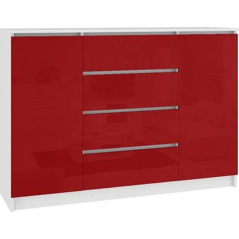 HUCOCO OSCAR - Buffet Contemporaine Salon/séjour/salle à Manger 138x99x40 Cm - 4 Tiroirs Larges + 2 Portes - Commode Moderne - Rouge 1 HUCOCO OSCAR - Buffet Contemporaine Salon/séjour/salle à Manger 138x99x40 Cm - 4 Tiroirs Larges + 2 Portes - Commode Moderne - Rouge