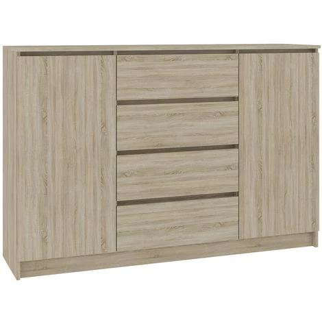 HUCOCO OSCAR - Buffet Contemporaine Salon/séjour/salle à Manger 160x99x40 Cm - 4 Tiroirs Larges + 2 Portes - Commode Moderne - Beige 1 HUCOCO OSCAR - Buffet Contemporaine Salon/séjour/salle à Manger 160x99x40 Cm - 4 Tiroirs Larges + 2 Portes - Commode Moderne - Beige