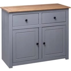 Buffet 93x40x80 Cm Pin Solide Assortiment Panama Gris VidaXL -Buffet et enfilade Soldes 16633781 4