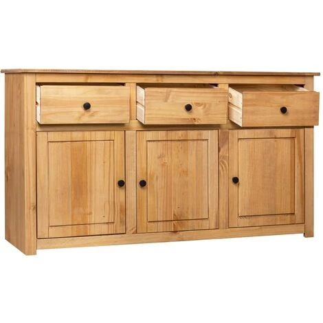 VidaXL Buffet 135x40x80 Cm Pin Solide Assortiment Panama Couleur Du Bois - Brun 3 VidaXL Buffet 135x40x80 Cm Pin Solide Assortiment Panama Couleur Du Bois - Brun – Image 3