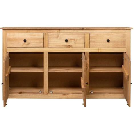 VidaXL Buffet 135x40x80 Cm Pin Solide Assortiment Panama Couleur Du Bois - Brun 4 VidaXL Buffet 135x40x80 Cm Pin Solide Assortiment Panama Couleur Du Bois - Brun – Image 4