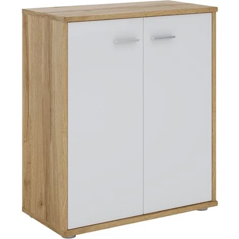 IDIMEX Buffet FIRMIN, Commode Meuble De Rangement Avec 2 Portes, En Mélaminé Décor Chêne Sauvage Et Blanc Mat - Chêne Sauvage/Blanc 1 IDIMEX Buffet FIRMIN, Commode Meuble De Rangement Avec 2 Portes, En Mélaminé Décor Chêne Sauvage Et Blanc Mat - Chêne Sauvage/Blanc