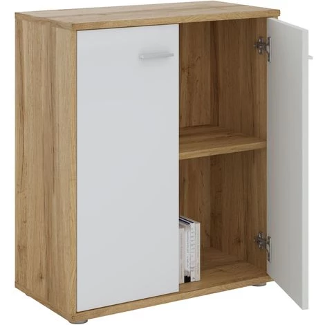 IDIMEX Buffet FIRMIN, Commode Meuble De Rangement Avec 2 Portes, En Mélaminé Décor Chêne Sauvage Et Blanc Mat - Chêne Sauvage/Blanc 2 IDIMEX Buffet FIRMIN, Commode Meuble De Rangement Avec 2 Portes, En Mélaminé Décor Chêne Sauvage Et Blanc Mat - Chêne Sauvage/Blanc – Image 2