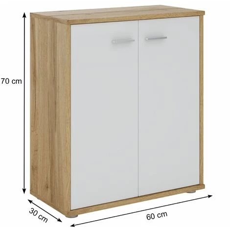 IDIMEX Buffet FIRMIN, Commode Meuble De Rangement Avec 2 Portes, En Mélaminé Décor Chêne Sauvage Et Blanc Mat - Chêne Sauvage/Blanc 3 IDIMEX Buffet FIRMIN, Commode Meuble De Rangement Avec 2 Portes, En Mélaminé Décor Chêne Sauvage Et Blanc Mat - Chêne Sauvage/Blanc – Image 3