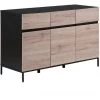 BELIANI Commode Noire Et Bois - Bois Clair