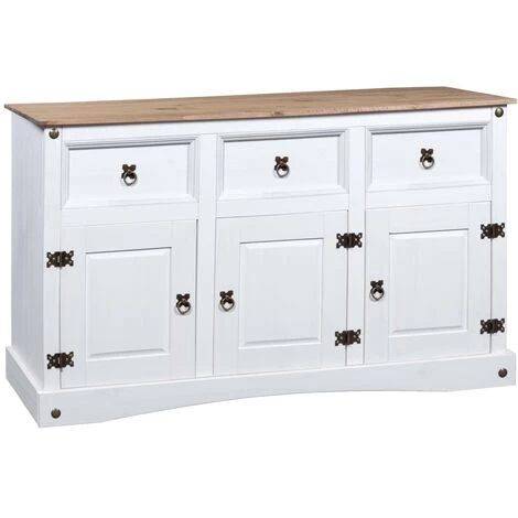 VidaXL Pin Mexicain Massif Gamme Corona Buffet 132x43x78 Cm Blanc - Blanc 1 VidaXL Pin Mexicain Massif Gamme Corona Buffet 132x43x78 Cm Blanc - Blanc