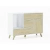 SKRAUT HOME Buffet WIND 1 Porte, 3 Tiroirs, Blanc, Porte + Tiroirs Puccini. 120x40x86cm. - MULTICOLORE