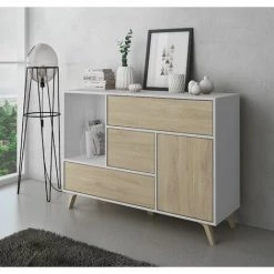 SKRAUT HOME Buffet WIND 1 Porte, 3 Tiroirs, Blanc, Porte + Tiroirs Puccini. 120x40x86cm. - MULTICOLORE 6 SKRAUT HOME Buffet WIND 1 Porte, 3 Tiroirs, Blanc, Porte + Tiroirs Puccini. 120x40x86cm. - MULTICOLORE -Buffet et enfilade Soldes 16949542 2