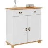 IDIMEX Buffet COLMAR Commode Bahut Vaisselier Meuble Bas Rangement Avec 1 Tiroir Et 2 Portes, En Pin Massif Lasuré Blanc Et Brun - Blanc/Brun