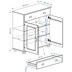 IDIMEX Buffet COLMAR Commode Bahut Vaisselier Meuble Bas Rangement Avec 1 Tiroir Et 2 Portes, En Pin Massif Lasuré Blanc Et Brun - Blanc/Brun -Buffet et enfilade Soldes 16954087 4