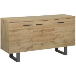 BELIANI Commode 3 Portes En Bois Clair - Bois Clair