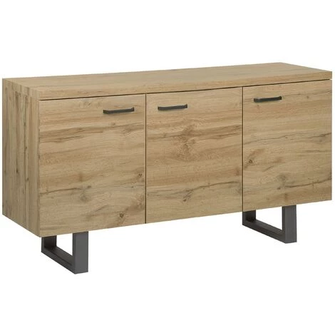 BELIANI Commode 3 Portes En Bois Clair - Bois Clair 1 BELIANI Commode 3 Portes En Bois Clair - Bois Clair