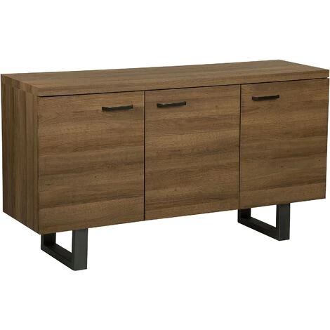 BELIANI Commode 3 Portes En Bois Foncé - Bois Foncé 1 BELIANI Commode 3 Portes En Bois Foncé - Bois Foncé