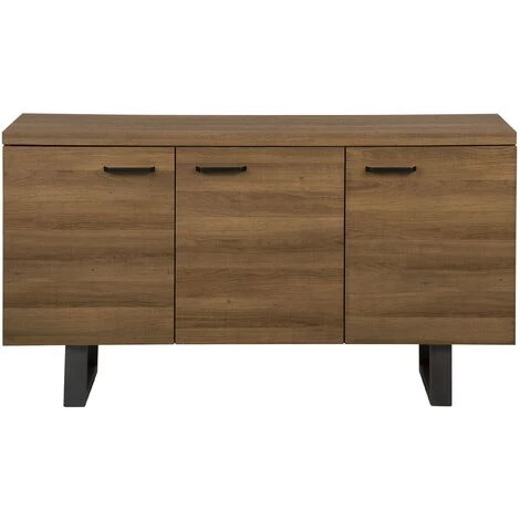 BELIANI Commode 3 Portes En Bois Foncé - Bois Foncé 4 BELIANI Commode 3 Portes En Bois Foncé - Bois Foncé – Image 4