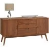 IDIMEX Buffet TIVOLI Design Vintage Scandinave Nordique Commode Bahut Vaisselier Avec 3 Tiroirs 2 Portes, En Pin Massif Lasuré Brun Foncé - Brun Foncé
