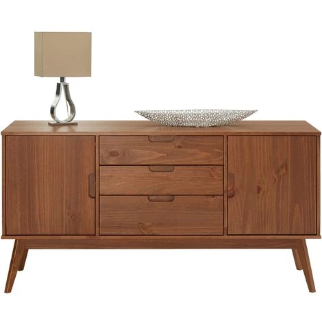 IDIMEX Buffet TIVOLI Design Vintage Scandinave Nordique Commode Bahut Vaisselier Avec 3 Tiroirs 2 Portes, En Pin Massif Lasuré Brun Foncé - Brun Foncé 2 IDIMEX Buffet TIVOLI Design Vintage Scandinave Nordique Commode Bahut Vaisselier Avec 3 Tiroirs 2 Portes, En Pin Massif Lasuré Brun Foncé - Brun Foncé – Image 2