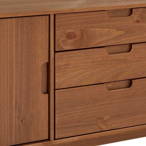 IDIMEX Buffet TIVOLI Design Vintage Scandinave Nordique Commode Bahut Vaisselier Avec 3 Tiroirs 2 Portes, En Pin Massif Lasuré Brun Foncé - Brun Foncé 4 IDIMEX Buffet TIVOLI Design Vintage Scandinave Nordique Commode Bahut Vaisselier Avec 3 Tiroirs 2 Portes, En Pin Massif Lasuré Brun Foncé - Brun Foncé – Image 4