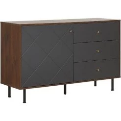 BELIANI Commode Grise Et Bois Foncé - Gris