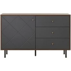 BELIANI Commode Grise Et Bois Foncé - Gris -Buffet et enfilade Soldes 17619280 4