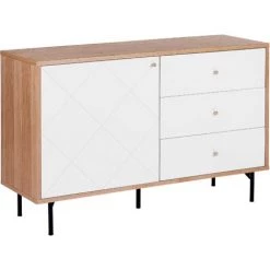 BELIANI Commode Blanche Et Bois Clair - Blanc