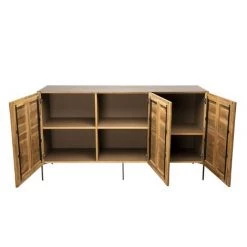 MACABANE MADISON - Buffet Naturel Et Noir 3 Portes Bois Teck Recyclé Métal Et Pieds Métal Gris Anthracite - Bois Naturel ; Métal Vernis Polyuréthane Noir 8 MACABANE MADISON - Buffet Naturel Et Noir 3 Portes Bois Teck Recyclé Métal Et Pieds Métal Gris Anthracite - Bois Naturel ; Métal Vernis Polyuréthane Noir -Buffet et enfilade Soldes 17783849 4