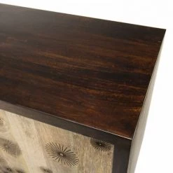 MACABANE IRENE - Buffet Bois Manguier Naturel 160x45cm 2 Portes Coulissantes 1 étagère Motifs Noirs Java - Naturel -Buffet et enfilade Soldes 17784001 5