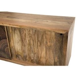 MACABANE IRENE - Buffet Bois Manguier 160x45cm 2 Portes Coulissantes 1 étagère Motifs Colorés Agra - Naturel 8 MACABANE IRENE - Buffet Bois Manguier 160x45cm 2 Portes Coulissantes 1 étagère Motifs Colorés Agra - Naturel -Buffet et enfilade Soldes 17784002 4