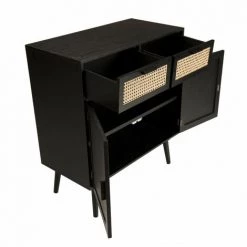 MACABANE EMILIO - Buffet Bois Noir 2 Tiroirs Cannage 2 Portes - Naturel -Buffet et enfilade Soldes 17784131 5