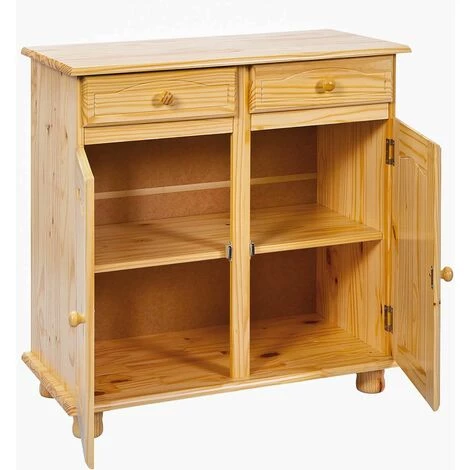 ALTOBUY STAN - Meuble 2 Portes 2 Tiroirs Bois Massif - Naturel 3 ALTOBUY STAN - Meuble 2 Portes 2 Tiroirs Bois Massif - Naturel – Image 3