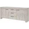 ALTOBUY GALDRIC - Buffet 2 Portes 3 Tiroirs Effet Bois Grisé - Gris