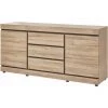 ALTOBUY MASSIRE - Buffet 2 Portes 3 Tiroirs Aspect Bois - Marron Clair
