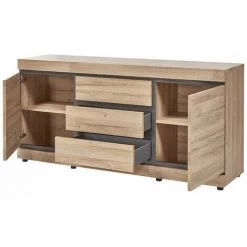 ALTOBUY MASSIRE - Buffet 2 Portes 3 Tiroirs Aspect Bois - Marron Clair -Buffet et enfilade Soldes 17851559 3