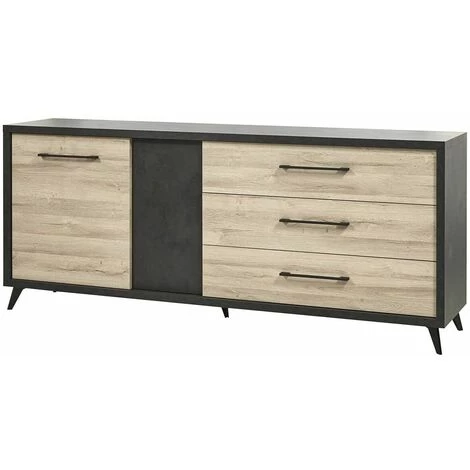 ALTOBUY EMILE - Buffet 2 Portes 3 Tiroirs Aspect Bois Et Béton - Marron Clair 1 ALTOBUY EMILE - Buffet 2 Portes 3 Tiroirs Aspect Bois Et Béton - Marron Clair