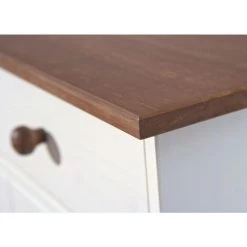 ALTOBUY SOCOA - Buffet 3 Portes 3 Tiroirs Bois Massif Vernis Sepia Et Blanc - Blanc -Buffet et enfilade Soldes 17851982 4